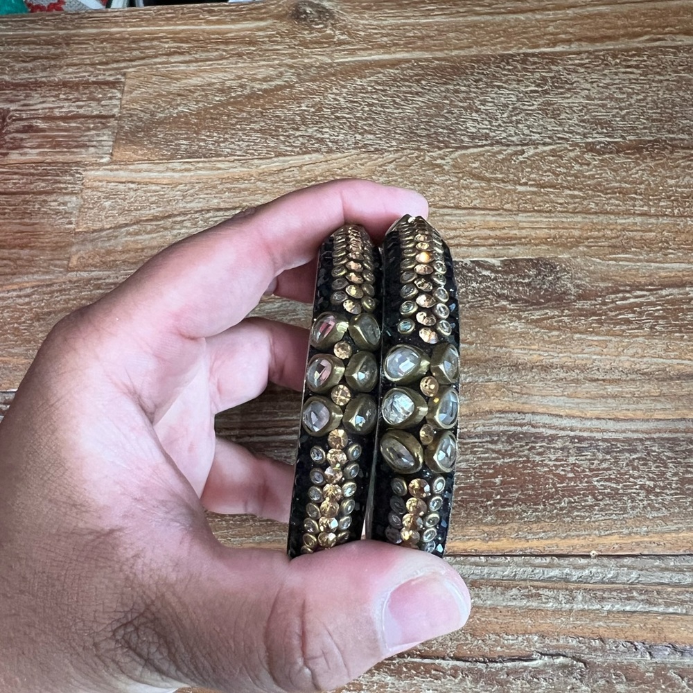 Black gold and silver Bangle Set